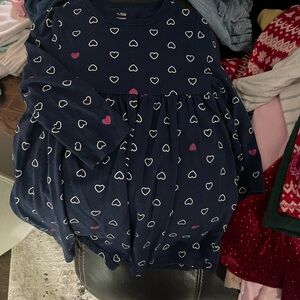 H&M Dark Blue Dress with Heart Patterns